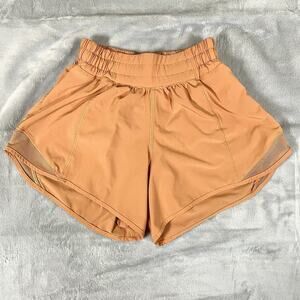 Lululemon Women’s Size 0 Dusty Mango Hotty Hot Short Long 4” Inseam Lined EUC